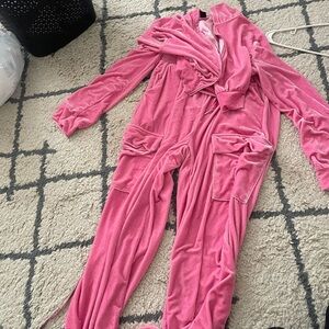 Pink Velour Jumpsuit